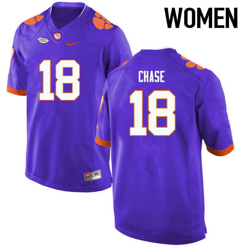 Women Clemson Tigers #18 Tavares Chase College Football Jerseys-Purple
